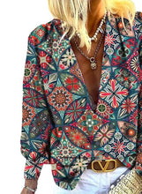 Load image into Gallery viewer, Boho Print Deep V-neck Blouse
