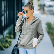 Load image into Gallery viewer, V-neck Long Sleeve Flap Waffle Hood Pullover Sweatshirt
