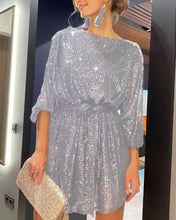 Load image into Gallery viewer, Elegant Purple Mini Sequins Dress
