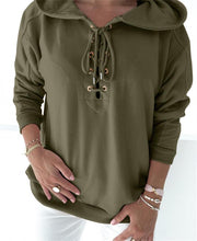Load image into Gallery viewer, Lace Up Long Sleeve Casual Hoodie
