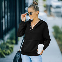 Load image into Gallery viewer, V-neck Long Sleeve Flap Waffle Hood Pullover Sweatshirt
