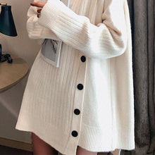 Load image into Gallery viewer, White High Neck Buttons Sweater
