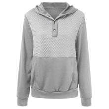Load image into Gallery viewer, V-neck Long Sleeve Flap Waffle Hood Pullover Sweatshirt
