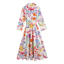 Load image into Gallery viewer, Long Sleeve Print Buttons Midi Dress
