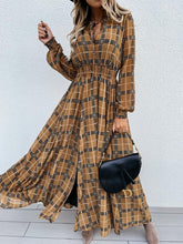 Load image into Gallery viewer, Yellow Plaid Long Sleeve A-line Maxi Dress
