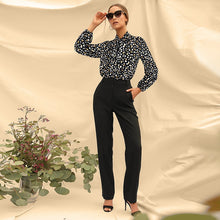 Load image into Gallery viewer, Black Dots Print Long Sleeve Blouse
