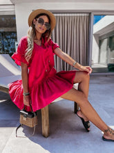 Load image into Gallery viewer, Hot Pink V-neck Short Sleeve Mini Dress
