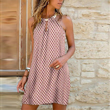 Load image into Gallery viewer, Red Print Halter Mini Dress
