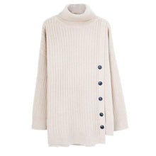 Load image into Gallery viewer, White High Neck Buttons Sweater
