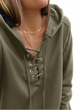 Load image into Gallery viewer, Lace Up Long Sleeve Casual Hoodie

