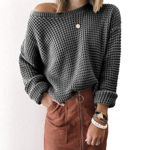 Load image into Gallery viewer, Beige Cold Shoulder Long Sleeve Sweater
