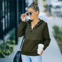Load image into Gallery viewer, V-neck Long Sleeve Flap Waffle Hood Pullover Sweatshirt
