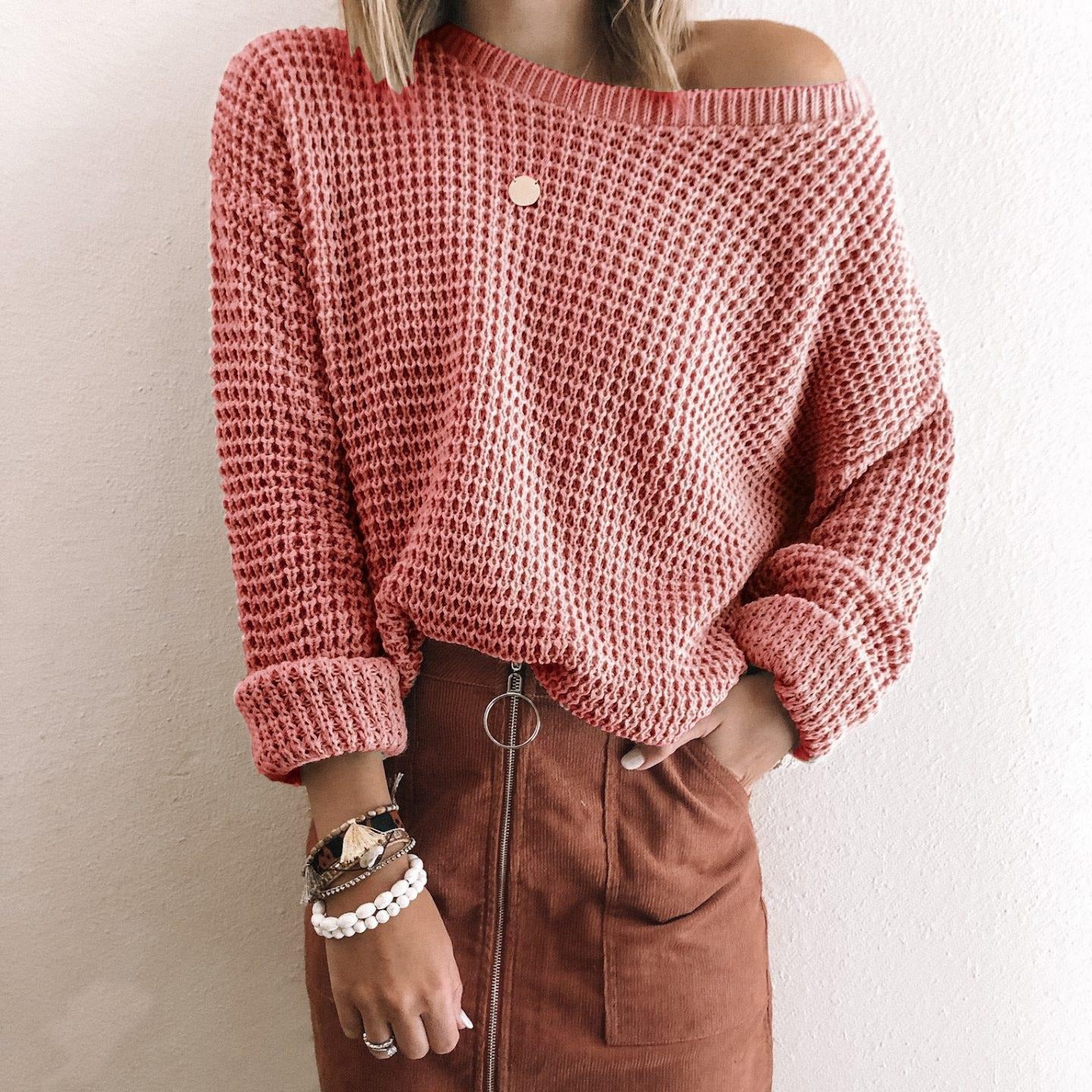 Beige Cold Shoulder Long Sleeve Sweater