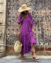 Load image into Gallery viewer, Purple Floral Print Maxi Dress
