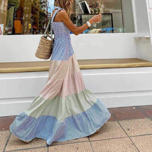 Load image into Gallery viewer, Color Block Straps Tiered Maxi Dress
