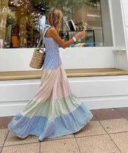 Load image into Gallery viewer, Color Block Straps Tiered Maxi Dress
