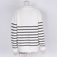Load image into Gallery viewer, Zipper Striped Black and White Pullover
