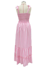Load image into Gallery viewer, Red Stripped Smoked Maxi Dress
