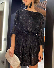 Load image into Gallery viewer, Elegant Purple Mini Sequins Dress

