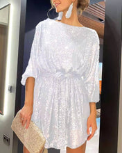 Load image into Gallery viewer, Elegant Purple Mini Sequins Dress
