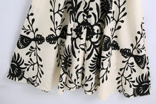 Load image into Gallery viewer, White Print Collar Long Sleeve Midi Dress
