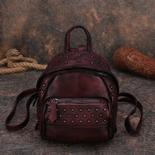 Load image into Gallery viewer, Small Rivets Leather Backpack Purse for Women
