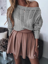Load image into Gallery viewer, Blue Hollow Out Long Sleeve Sweater
