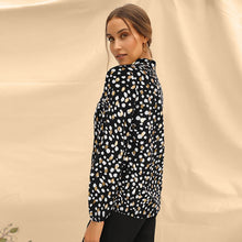 Load image into Gallery viewer, Black Dots Print Long Sleeve Blouse
