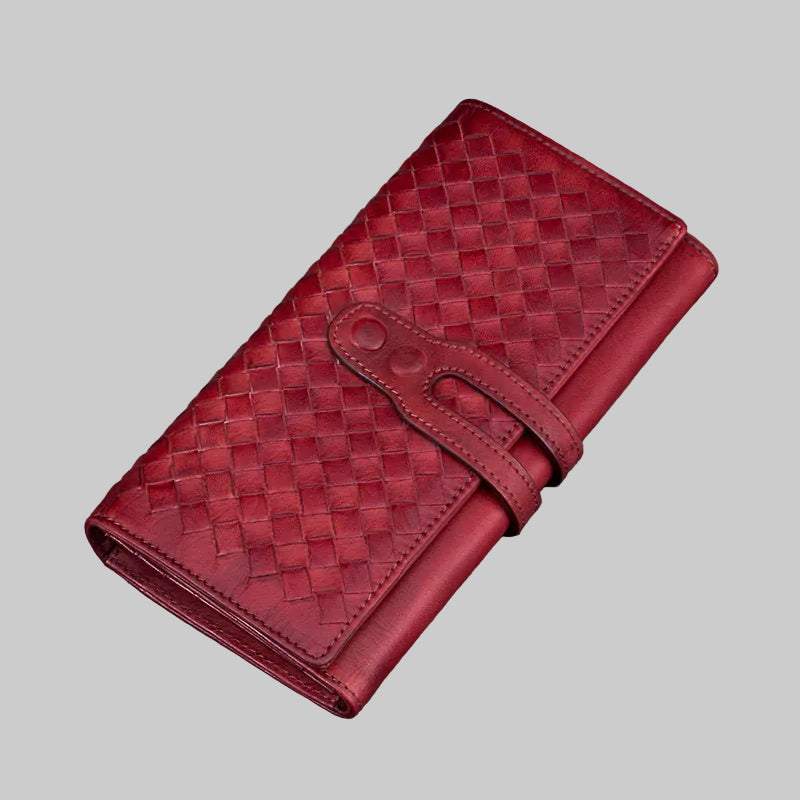 Personalized Handwoven Full-Grain Leather Long Wallet