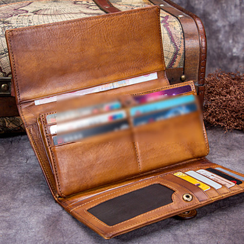 Personalized Handwoven Full-Grain Leather Long Wallet