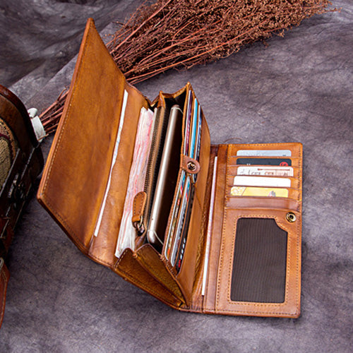 Personalized Handwoven Full-Grain Leather Long Wallet