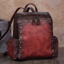 Load image into Gallery viewer, Quilted Womens Square Leather Backpack Purse Small Rucksack for Women
