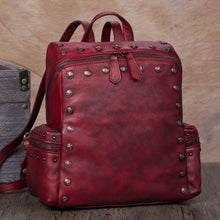 Load image into Gallery viewer, Quilted Womens Square Leather Backpack Purse Small Rucksack for Women
