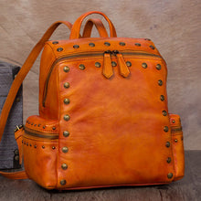Load image into Gallery viewer, Quilted Womens Square Leather Backpack Purse Small Rucksack for Women
