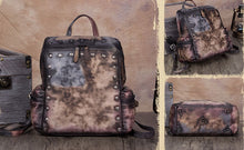 Load image into Gallery viewer, Quilted Womens Square Leather Backpack Purse Small Rucksack for Women
