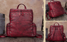 Load image into Gallery viewer, Quilted Womens Square Leather Backpack Purse Small Rucksack for Women
