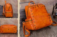 Load image into Gallery viewer, Quilted Womens Square Leather Backpack Purse Small Rucksack for Women
