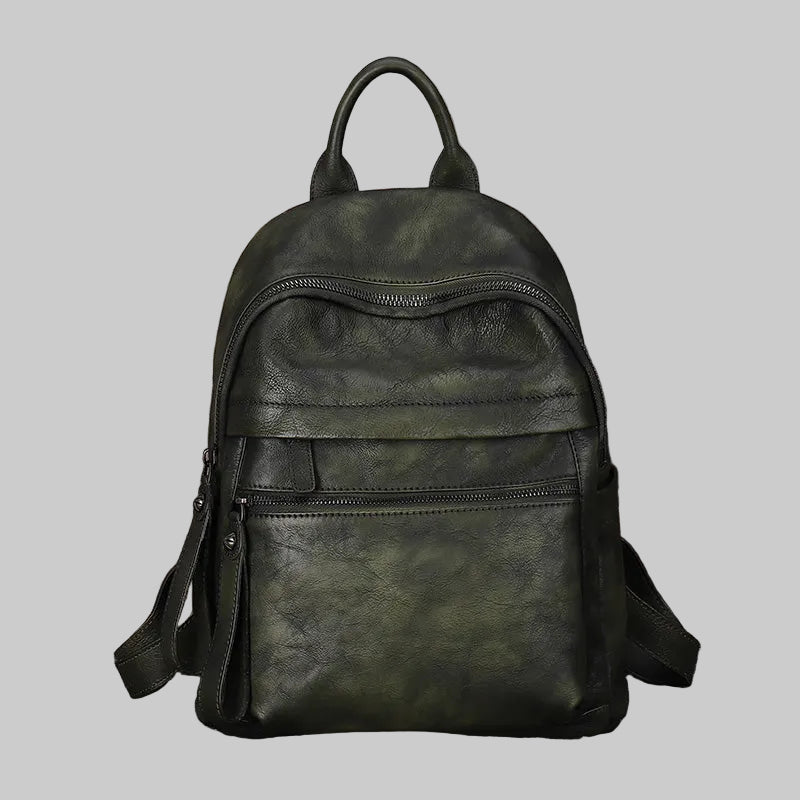 Retro Distressed Large School Leather Backpack