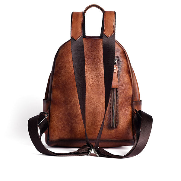 Retro Distressed Top Grain Travel Leather Backpack