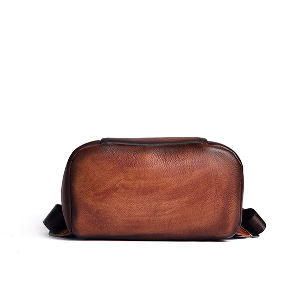 Retro Distressed Top Grain Travel Leather Backpack