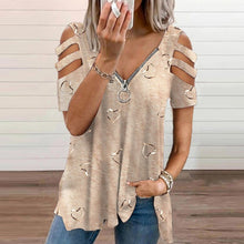 Load image into Gallery viewer, Casual Loose V Neck Sweetheart Print T-shirt

