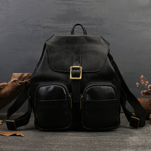 Load image into Gallery viewer, Black Leather Backpack Purse Ladies Leather Rucksack Bag For Women
