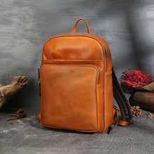 Load image into Gallery viewer, Small Ladies Square Brown Leather Backpack Purse Hiking Backpack Bag For Women
