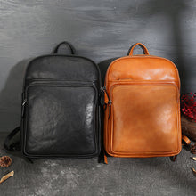 Load image into Gallery viewer, Small Ladies Square Brown Leather Backpack Purse Hiking Backpack Bag For Women
