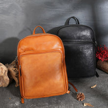 Load image into Gallery viewer, Small Ladies Square Brown Leather Backpack Purse Hiking Backpack Bag For Women
