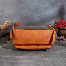 Load image into Gallery viewer, Small Ladies Square Brown Leather Backpack Purse Hiking Backpack Bag For Women
