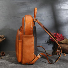 Load image into Gallery viewer, Small Ladies Square Brown Leather Backpack Purse Hiking Backpack Bag For Women
