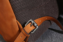 Load image into Gallery viewer, Small Ladies Square Brown Leather Backpack Purse Hiking Backpack Bag For Women
