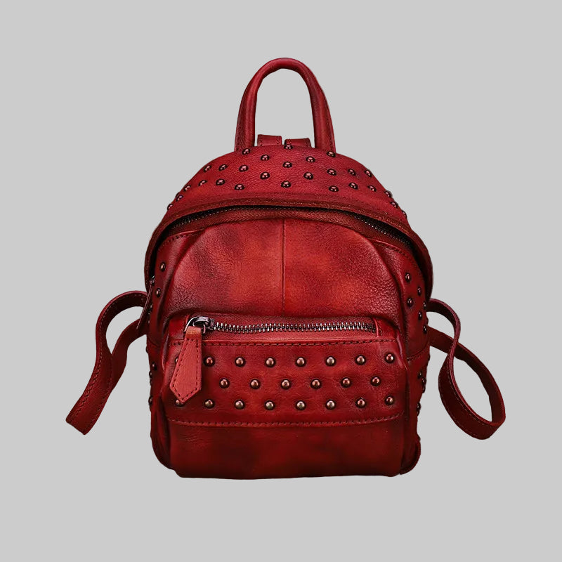 Small Rivets Leather Backpack Purse