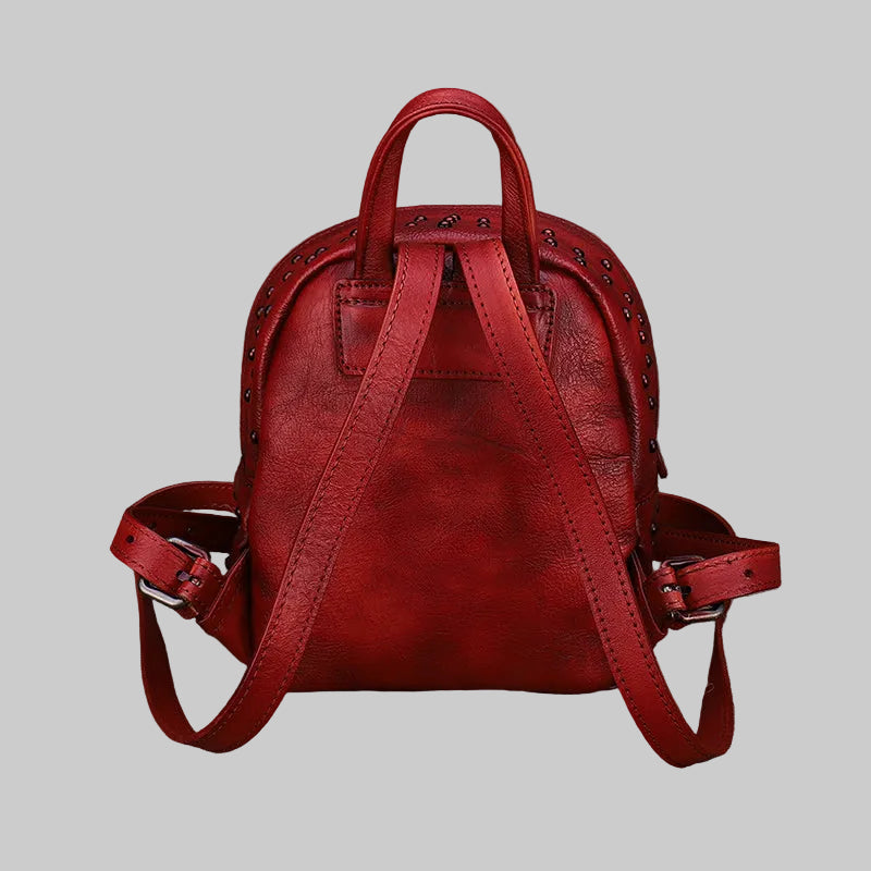 Small Rivets Leather Backpack Purse